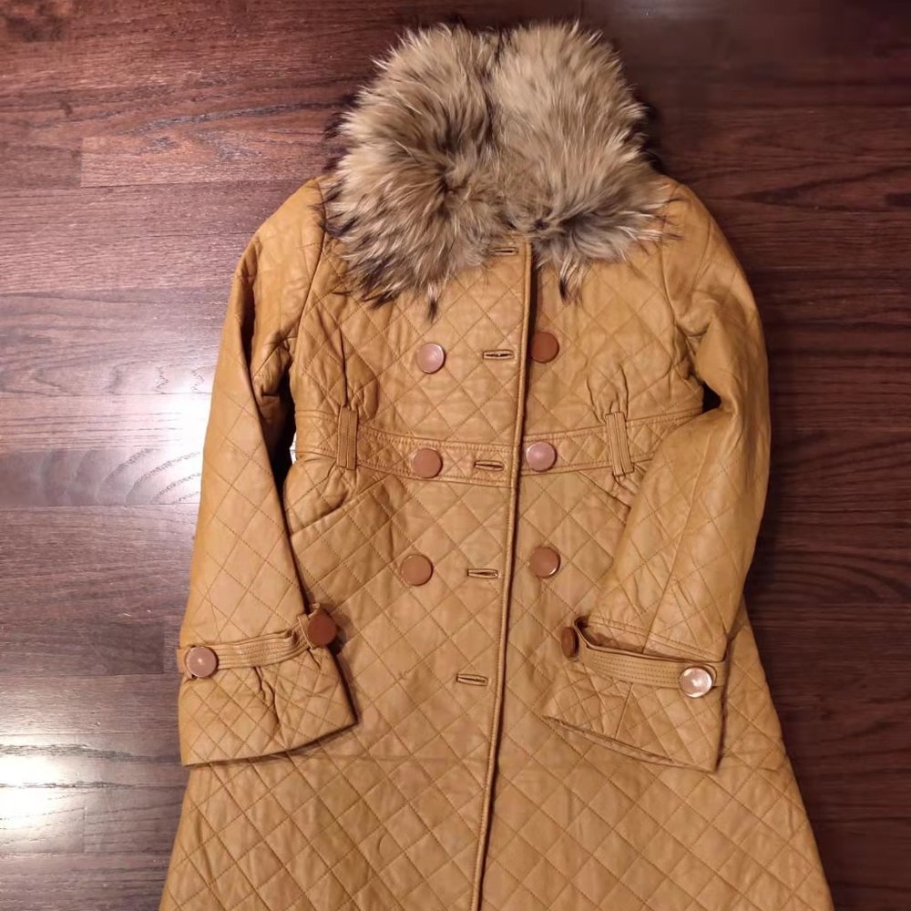 (Sold)Yellow Leather Coat